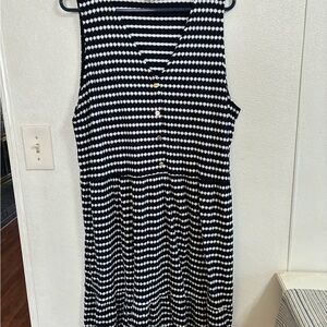 Loft Navy and White Striped Sleeveless Dress XLT